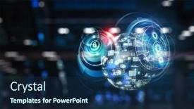  Presentation with hud - Audience pleasing PPT layouts consisting of technology-and-hud-concept-mixed backdrop and a navy blue colored foreground