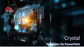  Presentation with innovation - Colorful presentation theme enhanced with technology-and-innovation-concept-mixed backdrop and a wine colored foreground