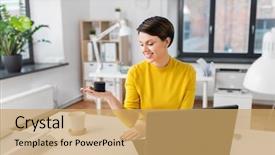  Presentation with speaker - Presentation theme featuring technology and internet of things background and a yellow colored foreground