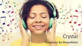  Presentation with music notes - Cool new presentation with technology and leisure concept - happy backdrop and a blonde colored foreground