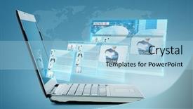  Presentation with news - PPT theme consisting of technology and news concept - laptop background and a light blue colored foreground