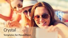  Presentation with women making - PPT theme featuring technology and people concept - close background and a lemonade colored foreground