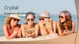  Presentation with women travel mexico us - Presentation design with technology and people concept - group background and a lemonade colored foreground