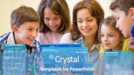  Presentation with virtual learning - Presentation with education elementary school learning technology background and a teal colored foreground