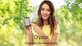  Presentation with green technology - Slides having technology and people concept - smiling background and a yellow colored foreground