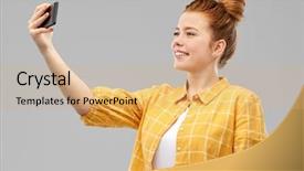  Presentation with red grey - Audience pleasing slides consisting of technology and people concept - smiling backdrop and a  colored foreground