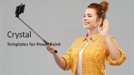  Presentation with red grey - Theme featuring technology and people concept - smiling background and a light gray colored foreground