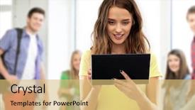  Presentation with computer love - Audience pleasing slide deck consisting of technology and people concept - teenage backdrop and a yellow colored foreground