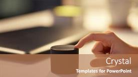  Presentation with speaker - Slide deck with technology-and-people-concept-close background and a coral colored foreground