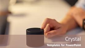  Presentation with speaker - Colorful PPT theme enhanced with technology-and-people-concept-close backdrop and a coral colored foreground