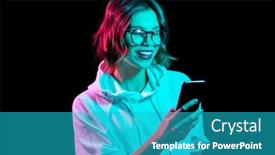  Presentation with black people - Cool new presentation design with using smartphone in neon backdrop and a teal colored foreground