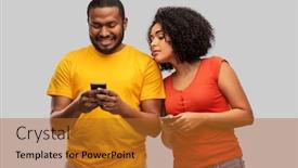  Presentation with smartphones - Beautiful presentation featuring technology-and-people-concept-happy backdrop and a gold colored foreground