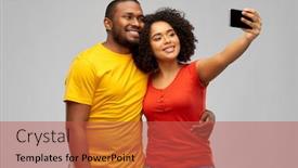  Presentation with african people - Colorful PPT theme enhanced with technology-and-people-concept-happy backdrop and a red colored foreground