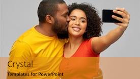  Presentation with couple kiss - Theme with technology-and-people-concept-happy background and a gold colored foreground