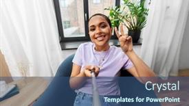  Presentation with african people - Presentation design featuring technology-and-people-concept-happy background and a ocean colored foreground