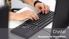  Presentation with technology - PPT theme featuring technology-and-people-concept-male background and a dark gray colored foreground