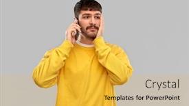  Presentation with sad - Beautiful slide deck featuring technology-and-people-concept-sad backdrop and a yellow colored foreground