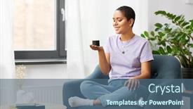  Presentation with smart home - Colorful slide set enhanced with technology-and-people-concept-smiling backdrop and a ocean colored foreground