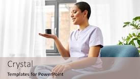  Presentation with african people - Beautiful theme featuring technology-and-people-concept-smiling backdrop and a soft green colored foreground