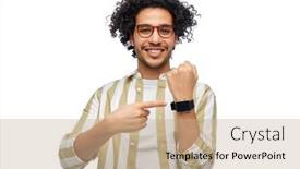  Presentation with iot agriculture technology concept man - Slide deck with technology-and-people-concept-smiling background and a coral colored foreground