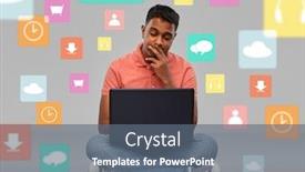  Presentation with people mobile technology - PPT theme enhanced with technology-and-people-concept-thinking background and a gray colored foreground