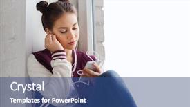  Presentation with girl teens - PPT theme with technology and teens concept - sad background and a ocean colored foreground