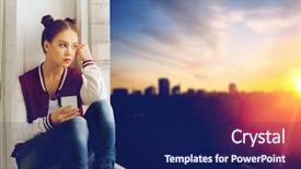  Presentation with girl-teens - Slide set featuring technology and teens concept - sad background and a  colored foreground