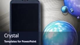  Presentation with smartphone app - Cool new slides with technology aplication - smartphone and bubbles backdrop and a  colored foreground