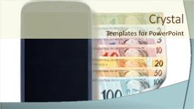  Presentation with financial money market - Cool new slide deck with technology aplication - smatrphone and brazilian money idea backdrop and a cream colored foreground