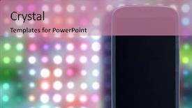  Presentation with digital image - Slide set consisting of technology aplication - smatrphone and disco background idea background and a coral colored foreground