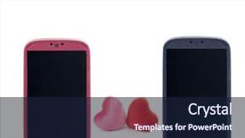  Presentation with dating - Presentation design consisting of technology aplication - smatrphone and hearts idea background and a navy blue colored foreground