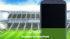  Presentation with shots - Colorful presentation design enhanced with technology aplication - smatrphone at stadium idea backdrop and a seafoam green colored foreground