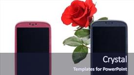  Presentation with blue rose - Presentation consisting of technology aplication - smatrphone pink and blue background and a wine colored foreground