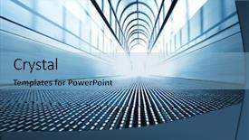  Presentation with moving business - Cool new slide deck with technology architecture - business escalator way moving backdrop and a light blue colored foreground