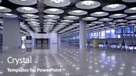  Presentation with airport - PPT theme enhanced with technology architecture - interior of airport madrid spain background and a  colored foreground