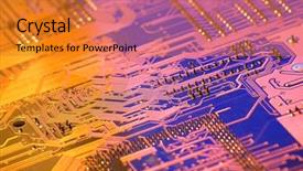 Presentation with high technology - Cool new slides with technology background with electronic pcb backdrop and a gold colored foreground