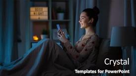  Presentation with teenage girl - Presentation theme with technology-bedtime-and-people-concept background and a black colored foreground