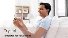  Presentation with rest - Amazing presentation theme having technology-bedtime-and-rest-concept backdrop and a mint green colored foreground