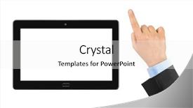  Presentation with hand touching finger digital - Cool new theme with technology border - hand and touchpad pc isolated backdrop and a white colored foreground