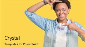  Presentation with frame border - Slide set enhanced with technology border - young african american woman wearing background and a yellow colored foreground