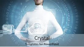  Presentation with digital earth abstract blue - Presentation design with universal system - young woman holding digital earth background and a light blue colored foreground