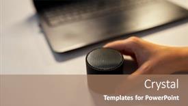  Presentation with speaker - PPT theme enhanced with technology-business-and-people-concept background and a coral colored foreground