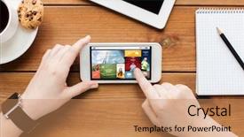  Presentation with mass media - Amazing PPT layouts having technology business people and media backdrop and a coral colored foreground