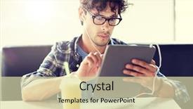  Presentation with computer music - Presentation consisting of communication and people concept - creative background and a soft green colored foreground