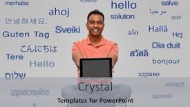  Presentation with foreign - Slides with technology-communication-and-people-concept background and a light gray colored foreground