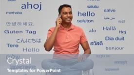  Presentation with communication - Audience pleasing PPT layouts consisting of technology-communication-and-people-concept backdrop and a gray colored foreground