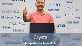  Presentation with communication - Slide set having technology-communication-and-people-concept background and a ocean colored foreground