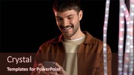  Presentation with black technology - Colorful presentation theme enhanced with technology-communication-and-people-concept backdrop and a wine colored foreground