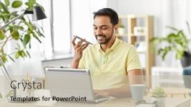  Presentation with recorder - Presentation theme consisting of technology-communication-and-people-concept background and a soft green colored foreground