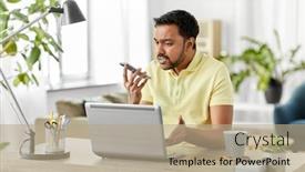  Presentation with angry people - Beautiful presentation design featuring technology-communication-and-people-concept backdrop and a coral colored foreground